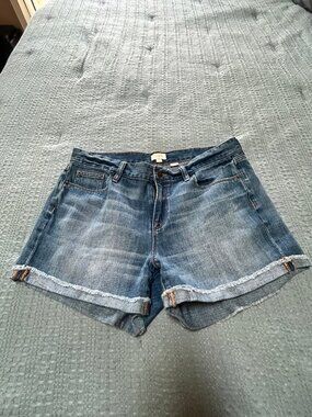J. Crew Rolled Frayed Hem Blue Jean Shorts Size 29